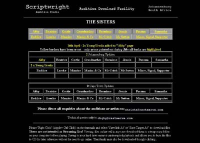 Audition access Entry page